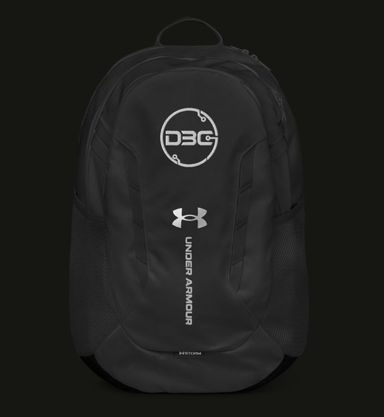 Backpack with the DBC circuit logo