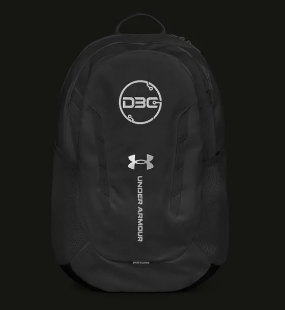 Backpack with the DBC circuit logo